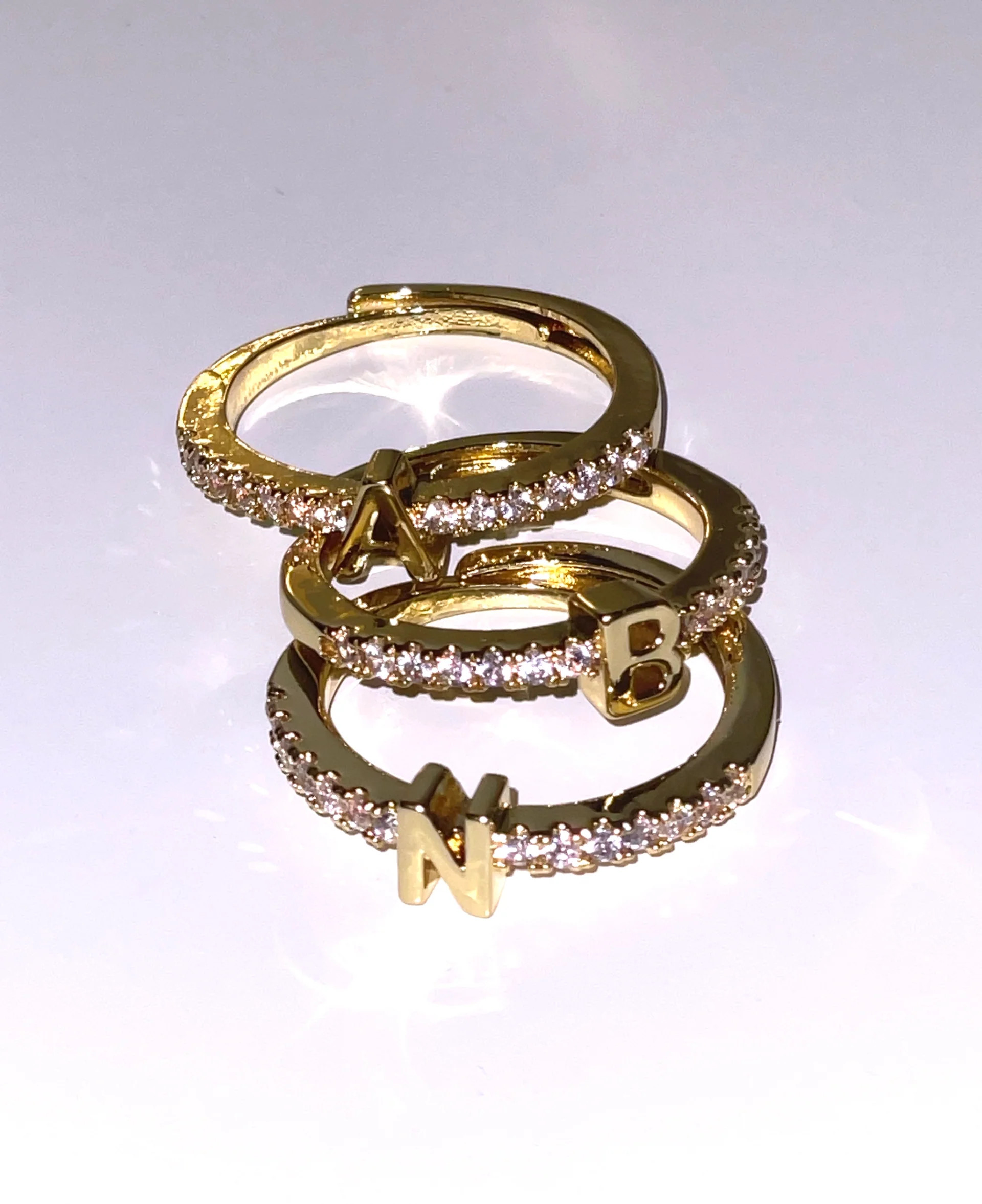 ADJUSTABLE INITIAL STACKING RING | BONBONWHIMS