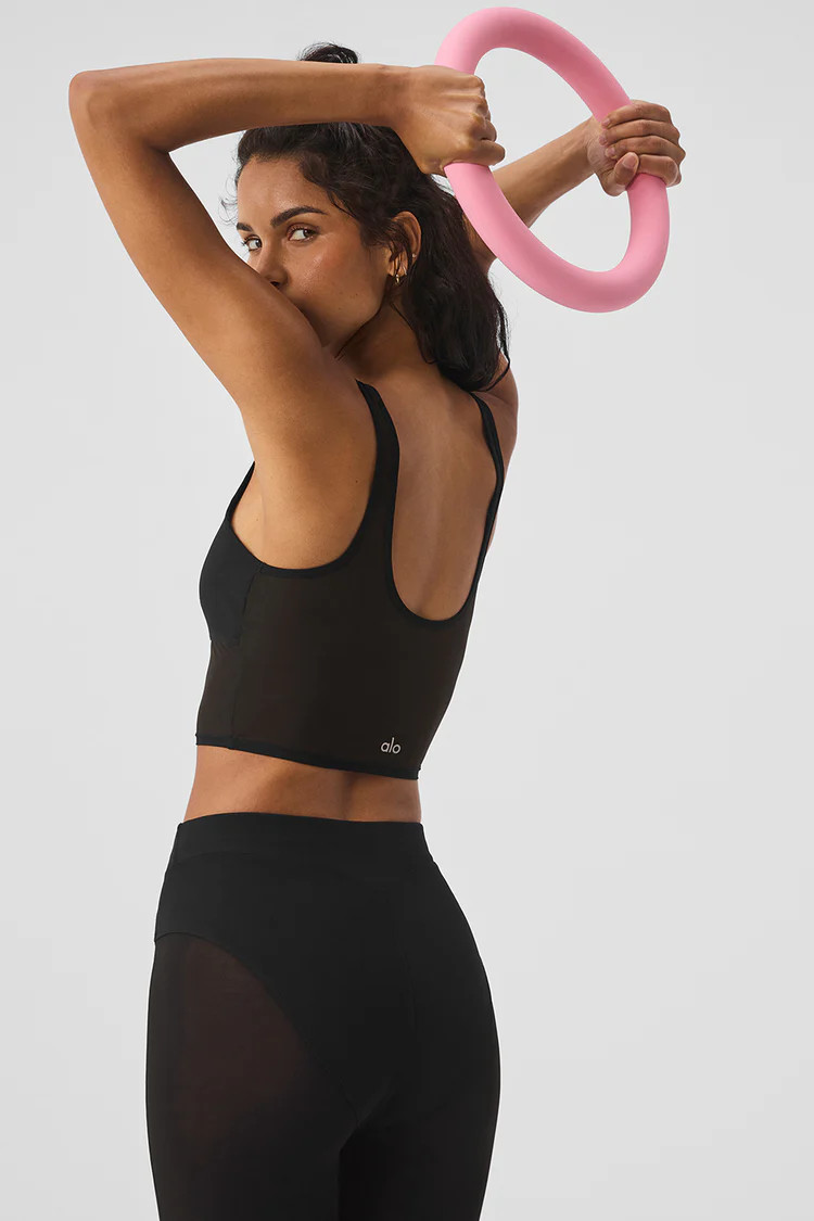 Airlift Mesh Cropped Tempo Tank - Black | Alo Yoga (US)