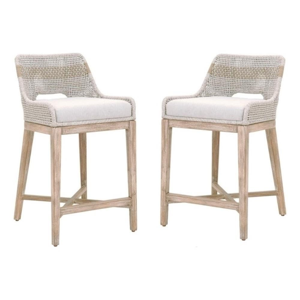 Home Square 2-Piece 26.5" Transitional Flat Rope Solid Mahogany Wood Frame Counter Stool Set with... | Amazon (US)