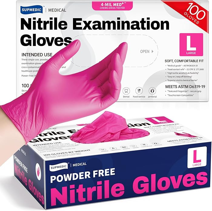Supmedic Nitrile Exam Gloves, 4 Mil 100 Pcs Powder-Free Latex-Free Cooking Food-Safe Disposable M... | Amazon (US)