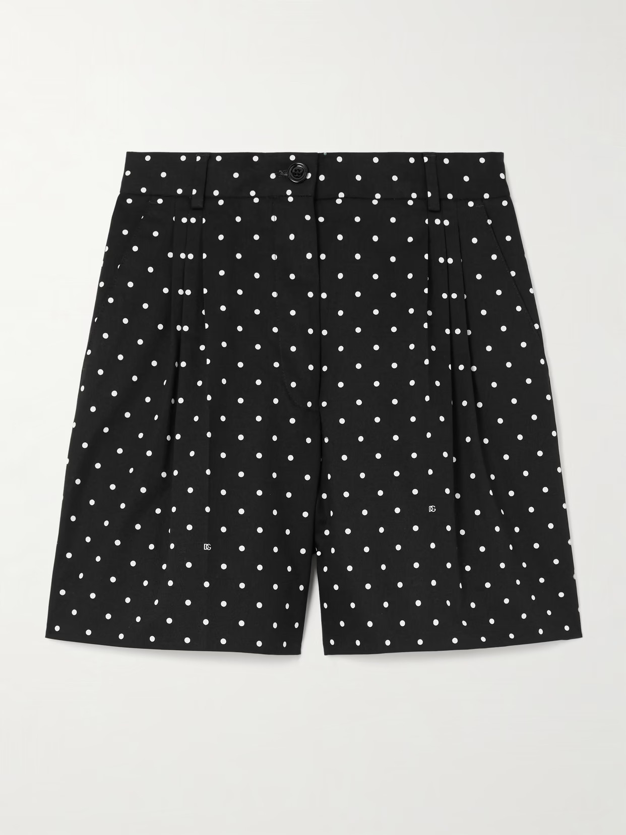 Dolce & Gabbana - Pleated Polka-dot Cotton-blend Twill Shorts - Black | NET-A-PORTER (US)