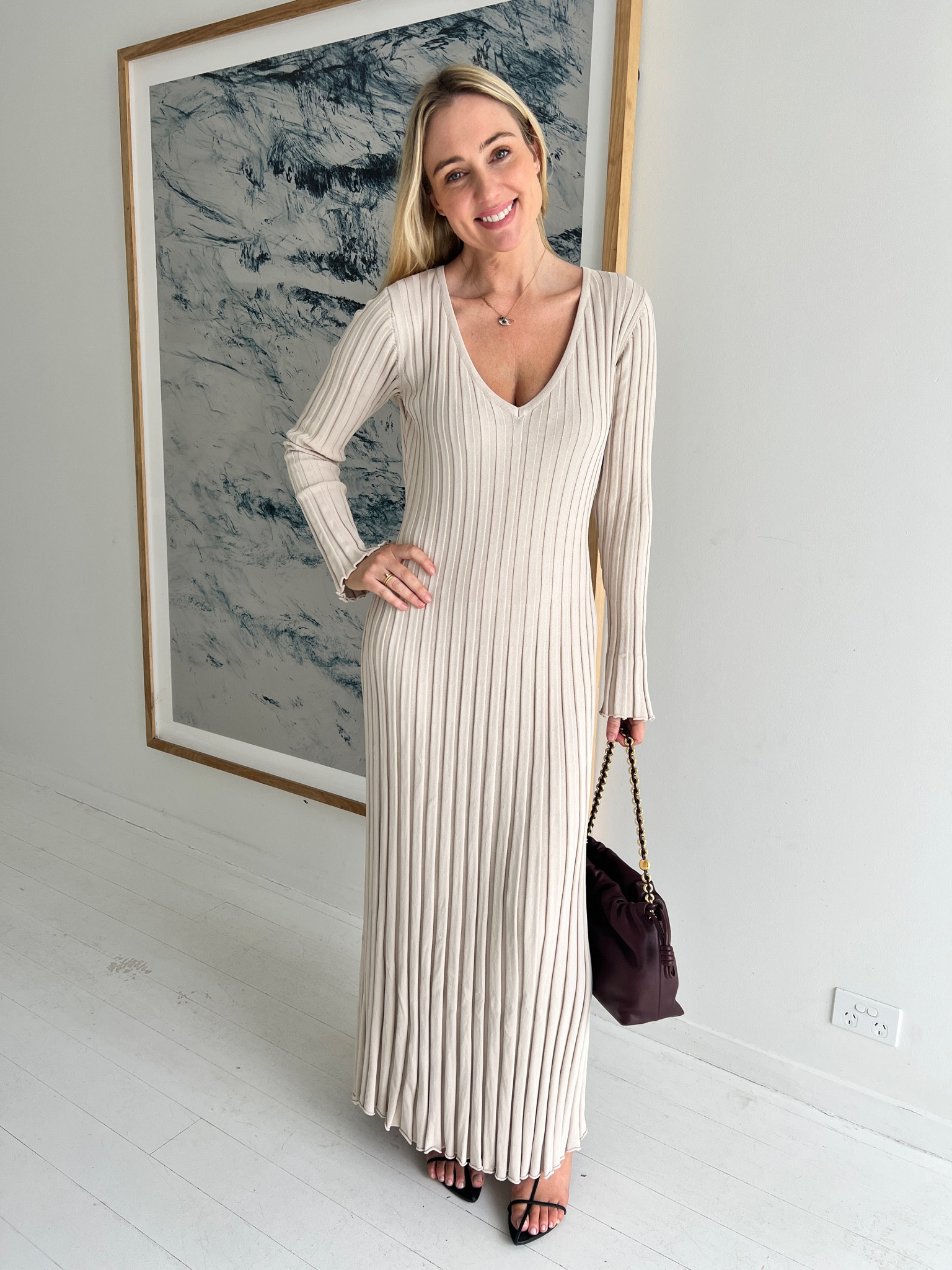 knee length dresses for ladies FLORERE Knit And Woven Mix Colourblock Midi Dress green and black hybrid –  Florere main image 0