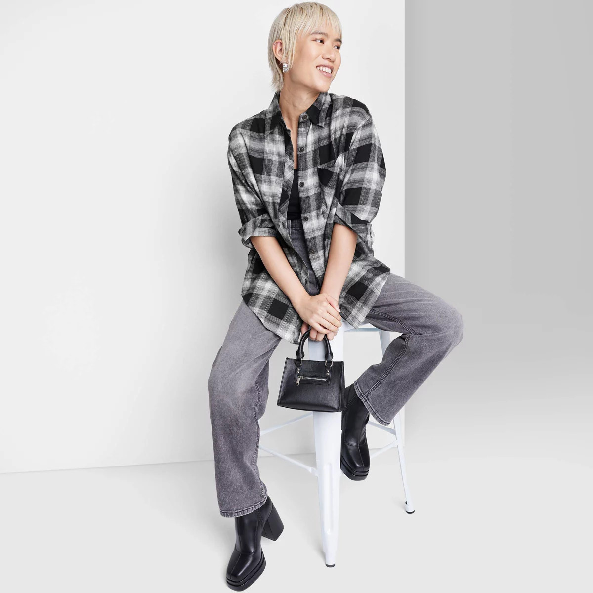 Women's Oversized Button-Down Flannel Shirt - Wild Fable™ Plaid | Target