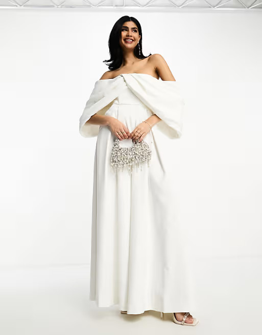 ASOS EDITION Erin off shoulder drape wedding jumpsuit | ASOS (Global)
