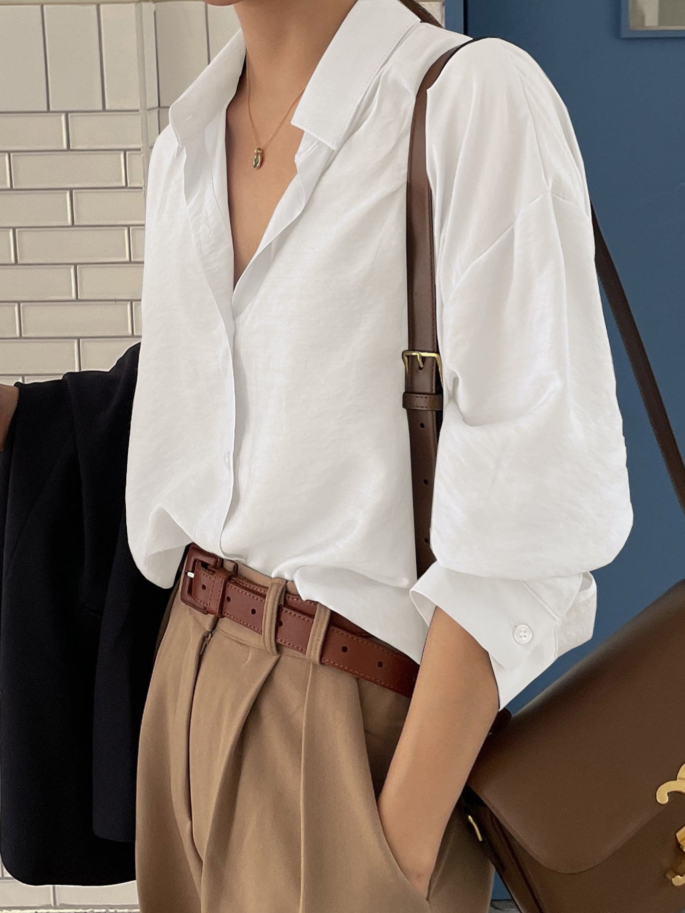 DAZY Camicia con bottone spalle cadenti | SHEIN