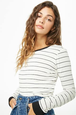 Striped Cropped Long Sleeve Tee | Forever 21 (US)