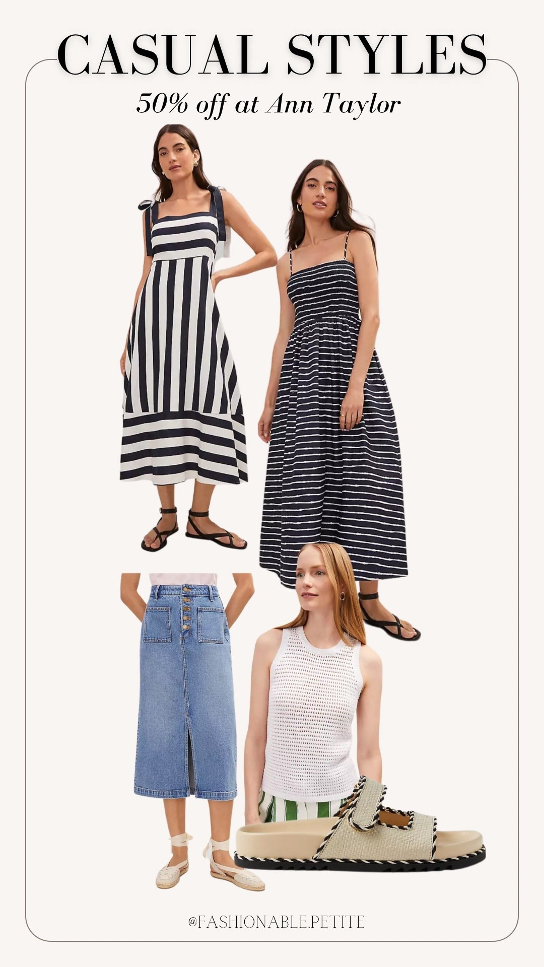 Ann Taylor 50% off site wide! Lots of petite dresses and styles for summer.

Petite. Summer outfit. Summer dress. Weekend outfit. Petite dresses 

#LTKFindsUnder100 #LTKSaleAlert #LTKPetite