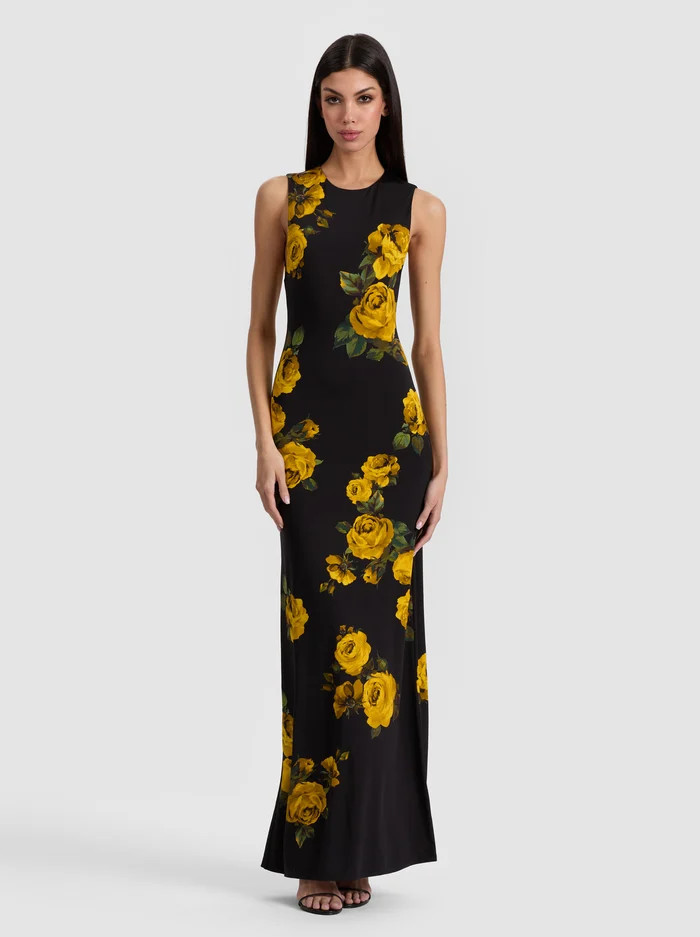 DELORA OPEN BACK MAXI DRESS | Alice + Olivia