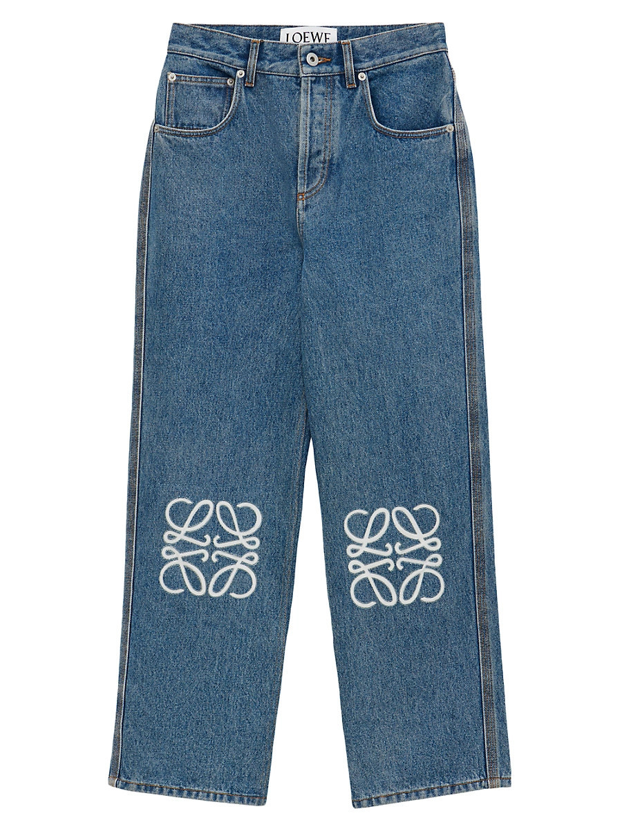 Women's Anagram Cropped Jeans - Mid Blue Denim - Size 00 | Saks Fifth Avenue