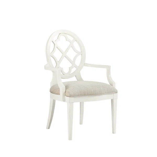 Ivory Key Cross Back Arm Chair in White/Light Parchment | Wayfair North America