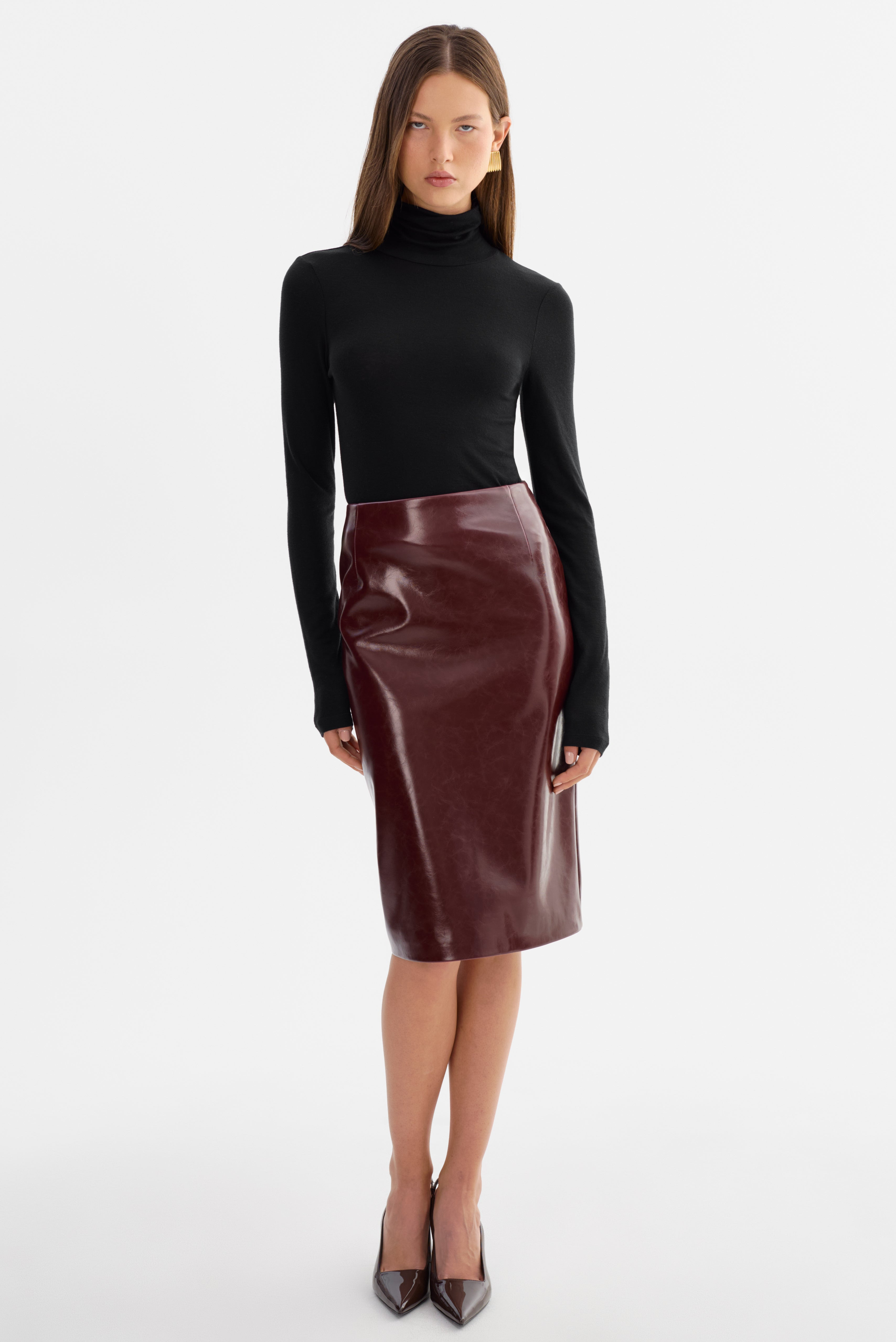 GEORGIA | Faux Patent Leather Pencil Skirt | LAMARQUE