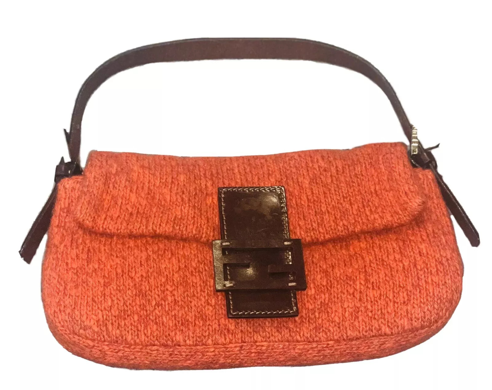 SALE RARE RED MAMMA BAGUETTE FENDI CASHMERE LEATHER VINTAGE BAG AUTHENTIC $ | eBay US