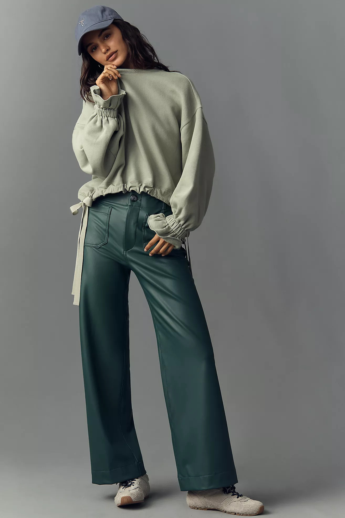 The Colette Faux Leather Full-Length Wide-Leg Pants by Maeve | Anthropologie (US)