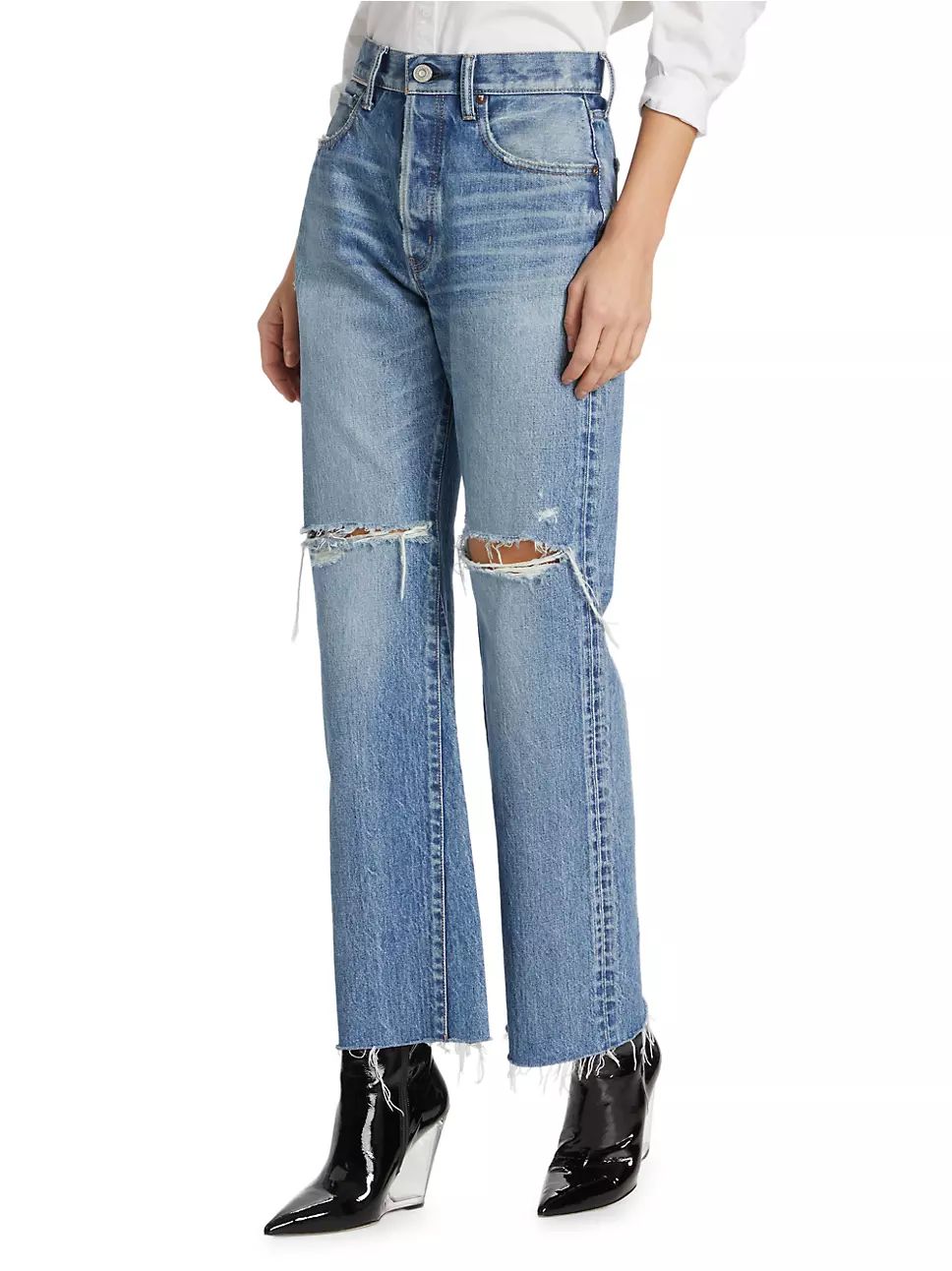 Clifton Distressed Wide-Leg Jeans | Saks Fifth Avenue