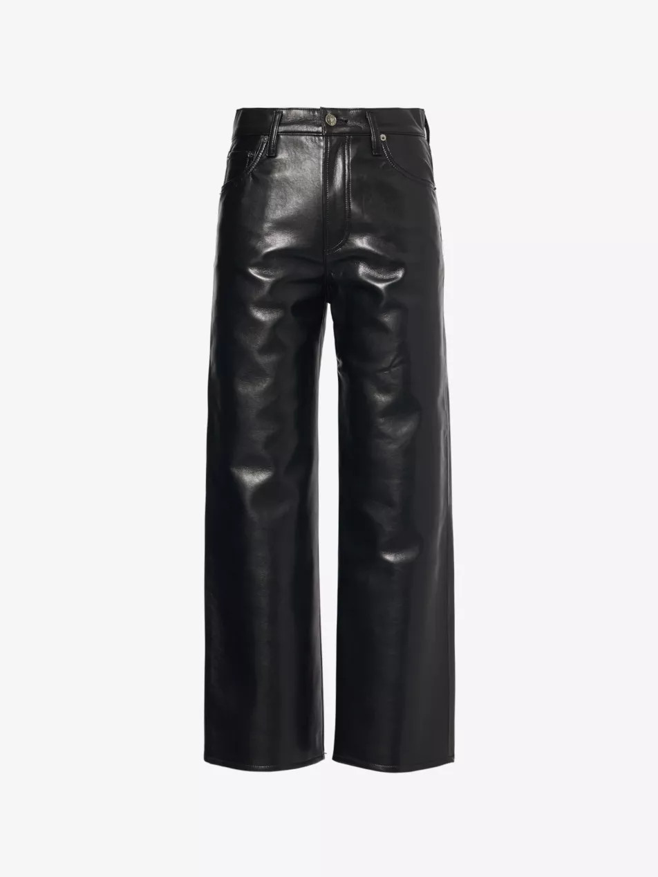 Ren wide-leg high-rise recycled-leather blend jeans | Selfridges
