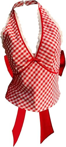 GORGLITTER Women's Gingham Top Halter Y2k Bow Backless Smocked Fitted CroppedTops Sleeveless Goin... | Amazon (US)