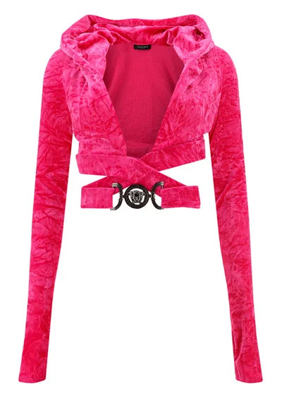 Versace Medusa Plaque Crossover Velvet Top | Cettire Global