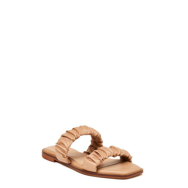 Time and Tru Women's Ruched Strap Sandals - Wide Width Available - Walmart.com | Walmart (US)