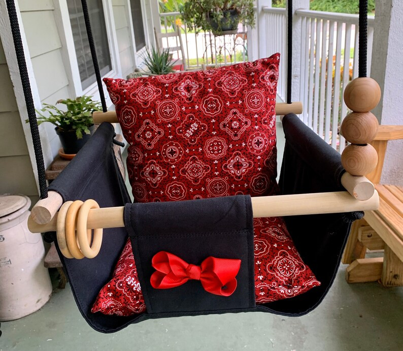 Black Baby Swing Indoor, Canvas Baby Cowgirl or Cowboy Playroom Swing, First Birthday Gift, Baby ... | Etsy (US)