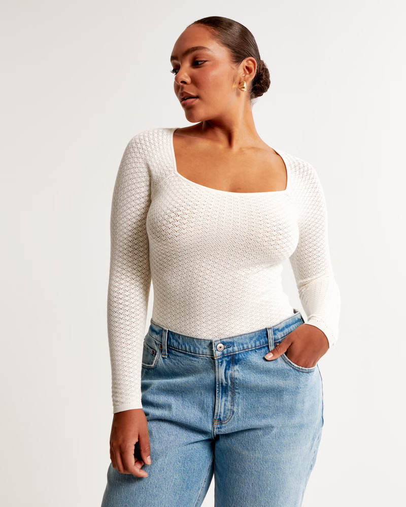 Women's Pointelle Squareneck Bodysuit | Women's New Arrivals | Abercrombie.com | Abercrombie & Fitch (US)