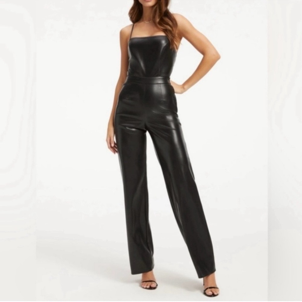 Good American Black Faux Leather Jumpsuit Size 3 or Large | Poshmark