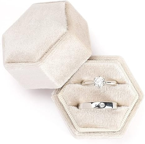 Etercycle Velvet Jewelry Ring Box, Hexagon Premium Gorgeous Vintage Double Ring Gift Box with Det... | Amazon (US)