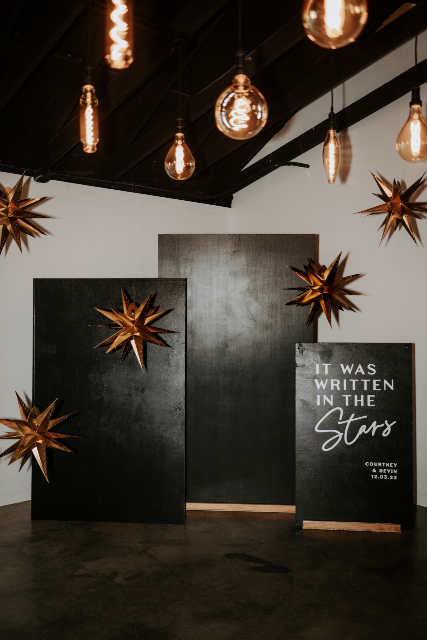 Black gold winter New Year’s Eve themed wedding! I used these gold Moravian stars for my photo backdrop! 

#LTKwedding