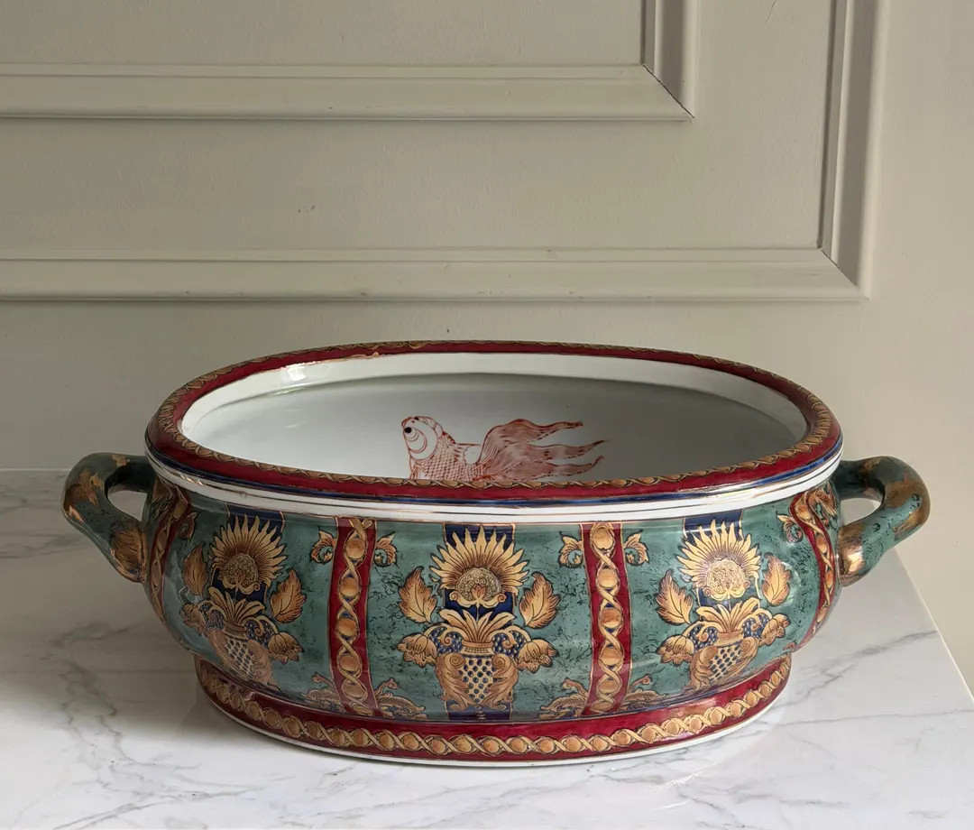 Vintage Chinese Oriental Porcelain Oval Foot Bath/planter - Etsy | Etsy (Global)