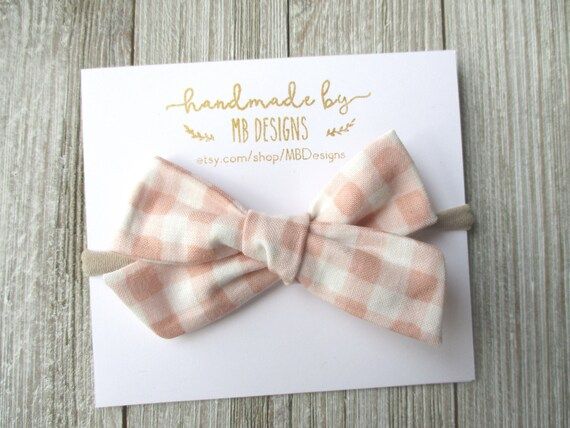 Pink Baby Bow Plaid Baby Bow Pink Baby Headband Pink and | Etsy | Etsy (US)