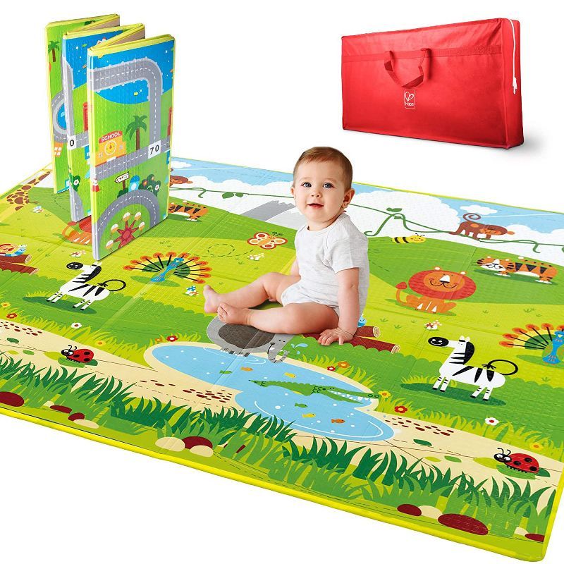 Hape E8372 Large 2 Sided Reversible Town & Jungle Baby Activity Foam Foldable Play Mat | Target