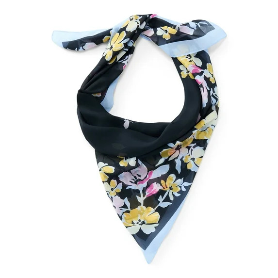 Time and Tru Women's Floral Print Square Scarf - Walmart.com | Walmart (US)