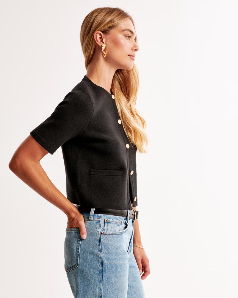 LuxeLoft Short-Sleeve Cardigan | Abercrombie & Fitch (US)