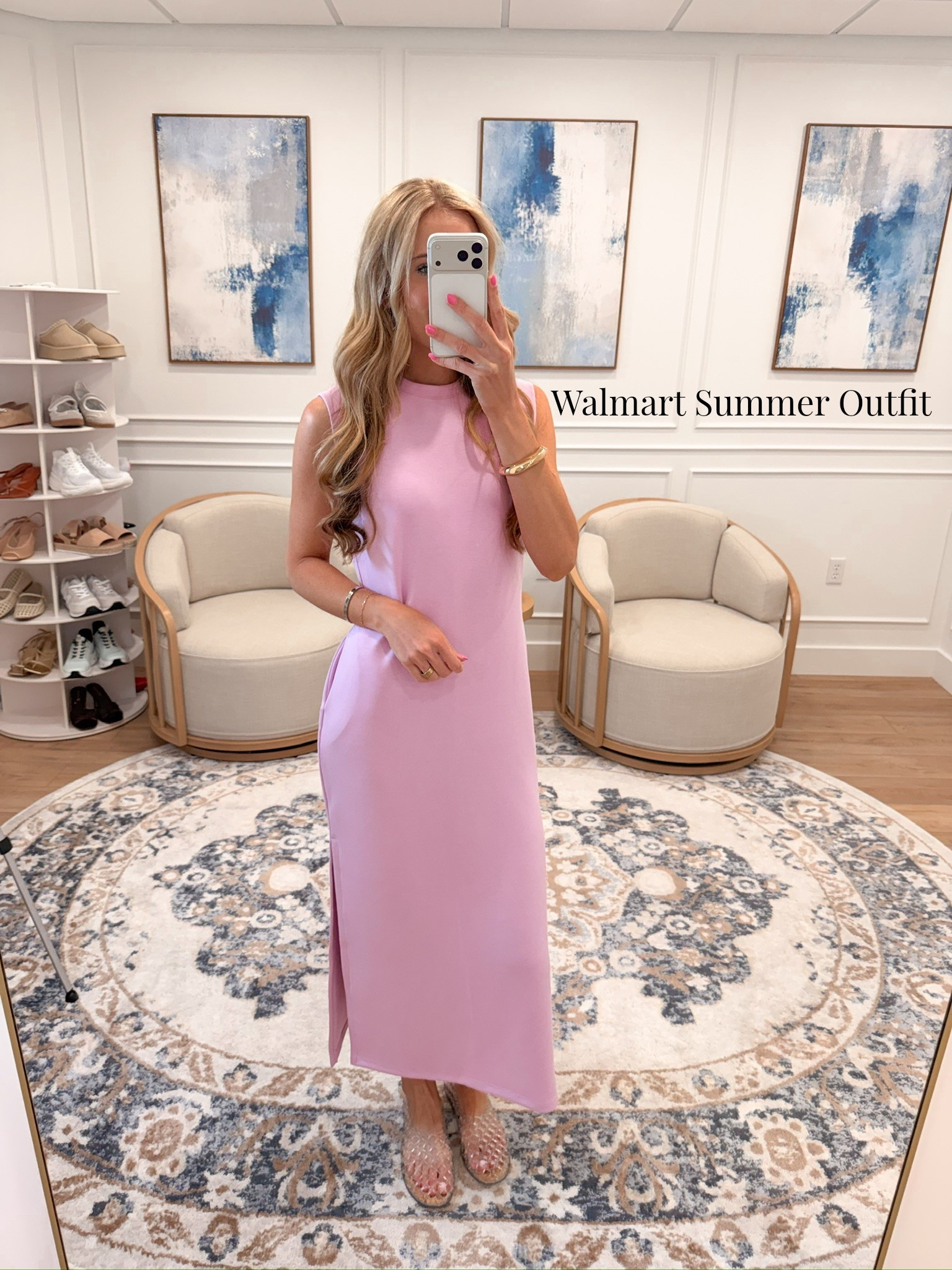 @Walmart new arrivals are giving everything right now 🤍🌸✨ This lavender sleeveless midi dress with a side slit is so elegant and the price will shock you — paired it with the cutest clear studded sandals and the whole look is linked right here for you!

#LTKdayinmylife #LTKgrwm #LTKootd
