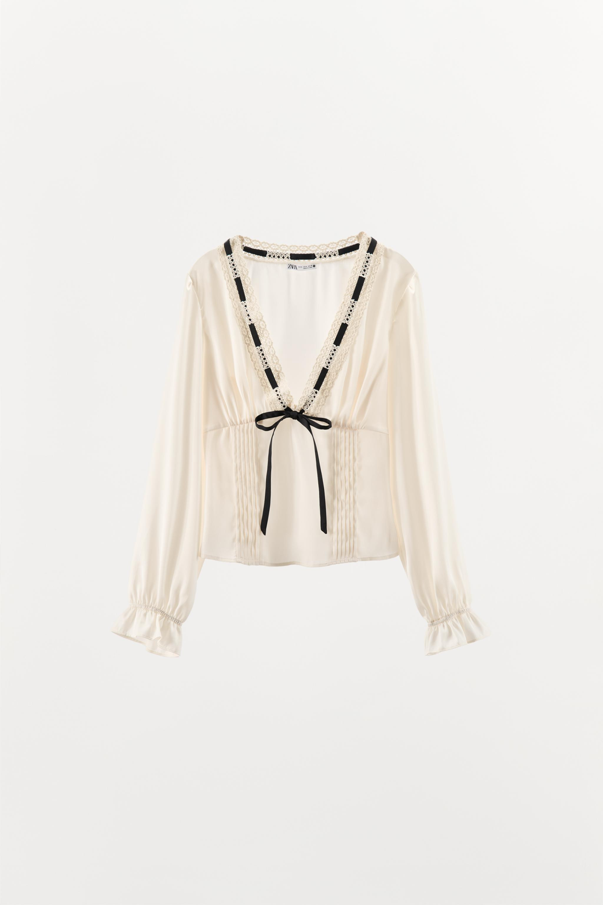 CONTRAST BOW SATIN TOP | Zara US
