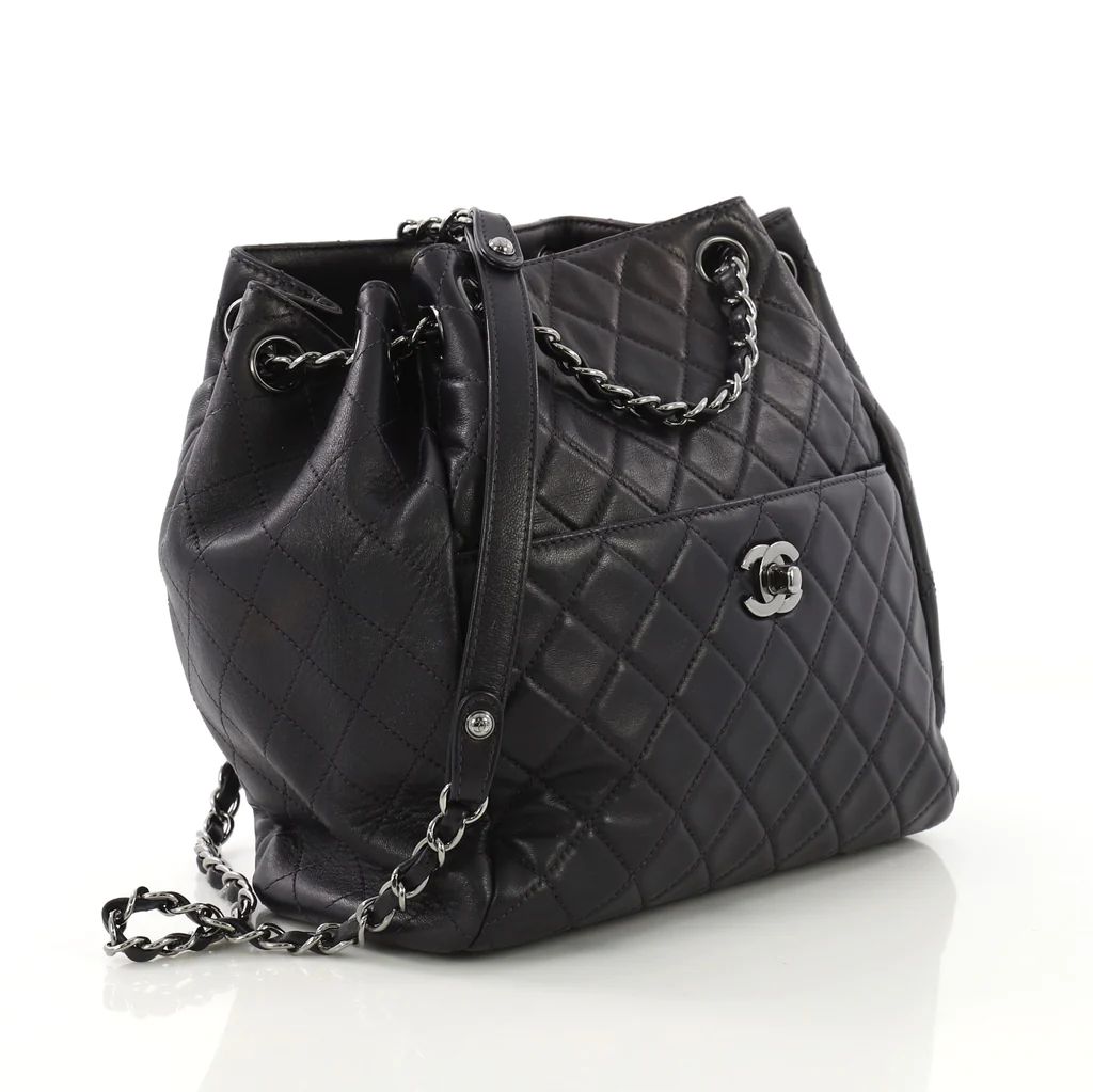 Chanel Drawstring CC Lock Bucket Bag Quilted Lambskin Small 4056856 | Rebag