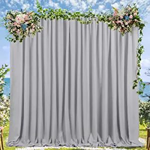 Wedding Backdrop Curtains 2 Panel 5ft x 10ft Grey Polyester Backdrop Drapes for Birthday Party De... | Amazon (US)