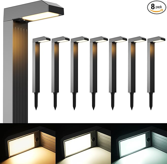 COXSENI Solar Pathway Lights Outdoor 8 Pack, 3 Color in 1 Bright Landscape Lighting with Cool/War... | Amazon (US)