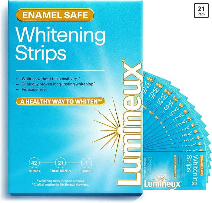 Lumineux Teeth Whitening Strips - 21 Treatments (3 Months) - Peroxide Free - Enamel Safe for Whit... | Amazon (US)