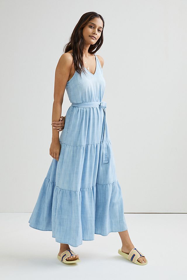 Cloth & Stone Sweet Chambray Tiered Maxi Dress | Anthropologie (US)