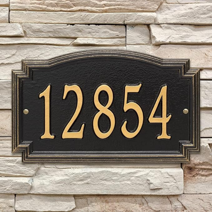 Whitehall Barcelos 3343BG Personalized Cast Metal Address Plaque Custom House Number Sign with On... | Amazon (US)