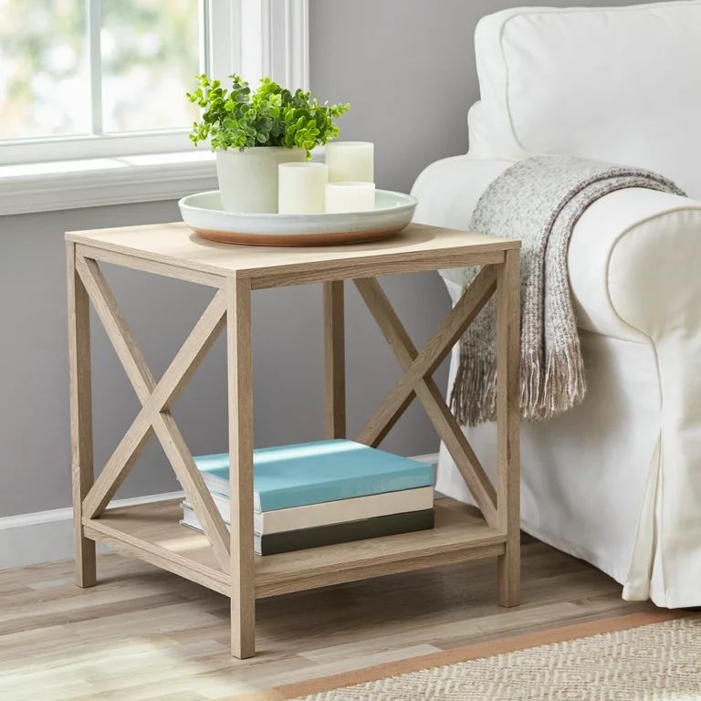 Mainstays Square X Design Side Table with Storage, Gray - Walmart.com | Walmart (US)