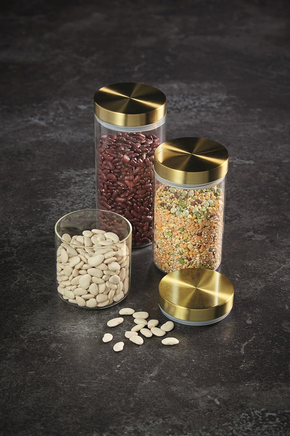 MasterClass Airtight Glass Food Storage Jar with Brass Lid, 1.5 L (2.75 pts) | Amazon (UK)