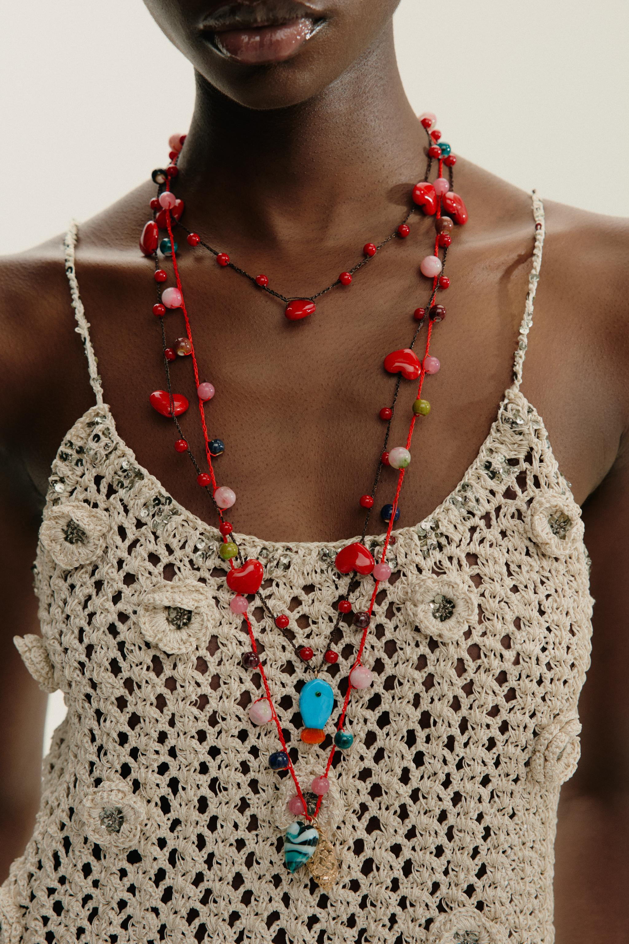 3-PACK OF CORD HEART CHARM NECKLACES | Zara US