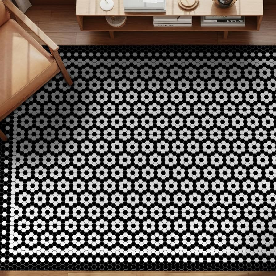 Carolina Creekhouse Vinyl Floor Mat 4'x6' - White Vintage Tile Pattern - Waterproof Non-Slip Kitc... | Amazon (US)