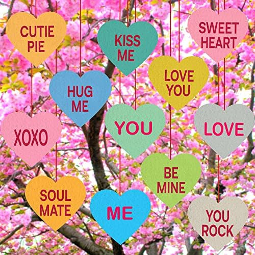 Cute, Conversation Hearts Decorations - Pack of 12, Felt Hearts | Candy Heart Decorations, Valentine | Amazon (US)