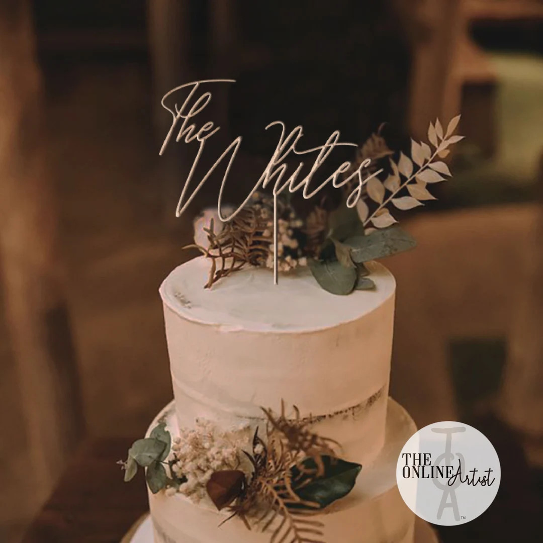 Rustic Wedding Cake Topper / Custom Script Cake Toppers for Wedding / Personalized Wedding Cake T... | Etsy (US)