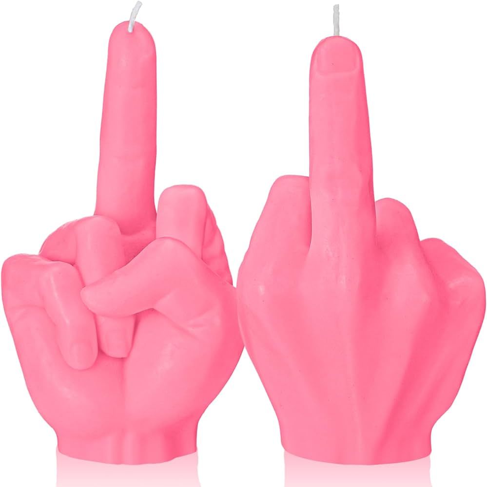 2 Pieces Medium Middle Finger Aesthetic Candles Soy Wax Hand Shaped Candle Funky Room Decor Aesthetic Danish Room Decor Cool Trendy Modern Hippie Room Decor (Rose Pink) | Amazon (US)