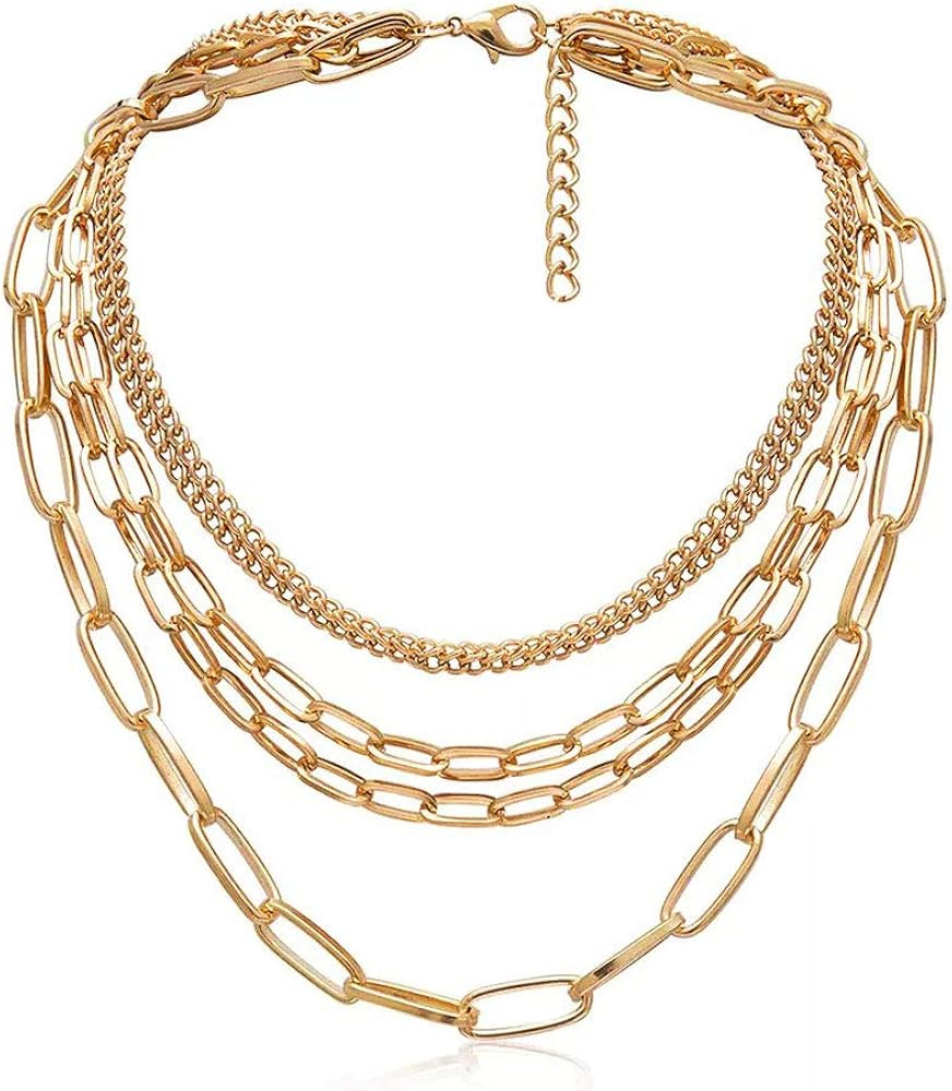 CIBIRICH Chunky Necklaces for women Punk Chain Gold Statement Collar Necklace | Amazon (US)