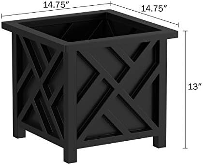 Pure Garden 50-LG5010 Black Square Planter Box Lattice Container for Flowers & Plants-Includes Bo... | Amazon (US)