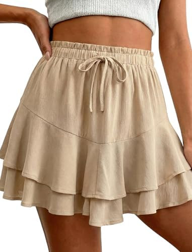 Women's Flowy Ruffle Skorts Shorts High Waisted Boho Cute Mini Skirts Casual Dressy Summer Beach ... | Amazon (US)